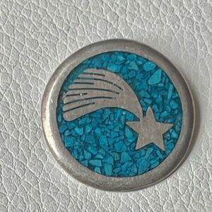 VTG SOUTHWEST Sterling Mexico Crushed Turquoise Pendant star